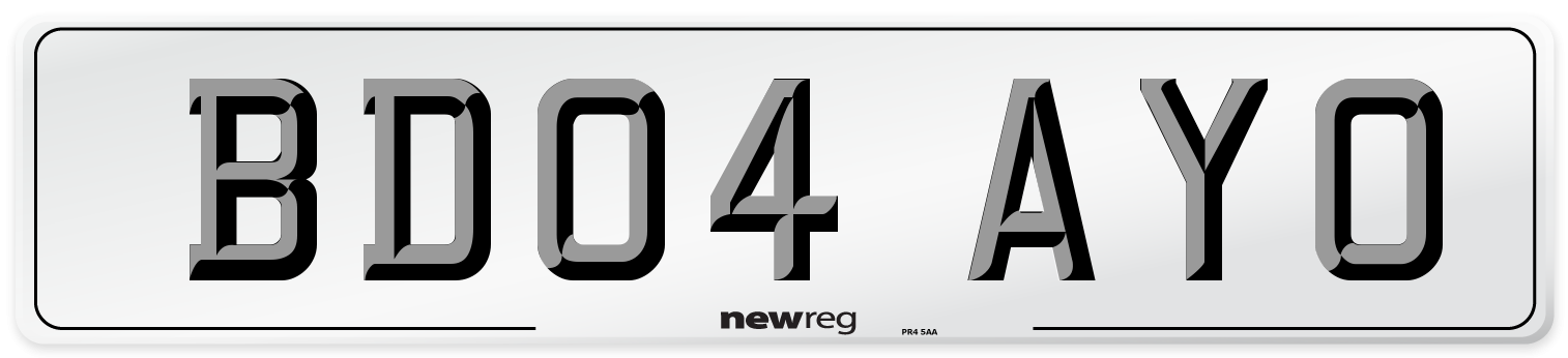 BD04 AYO Number Plate from New Reg